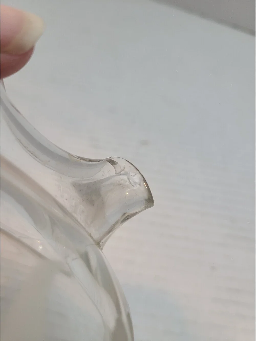 Vintage MC Roly Poly Round Small Clear Pitcher Etched Flowers & Picketts